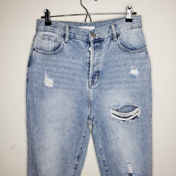 Pacsun Women's Sz 28 Distressed Highrise Straight Leg Jeans Light Wash - Picture 2 of 8